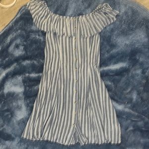 Blue stripped button down dress